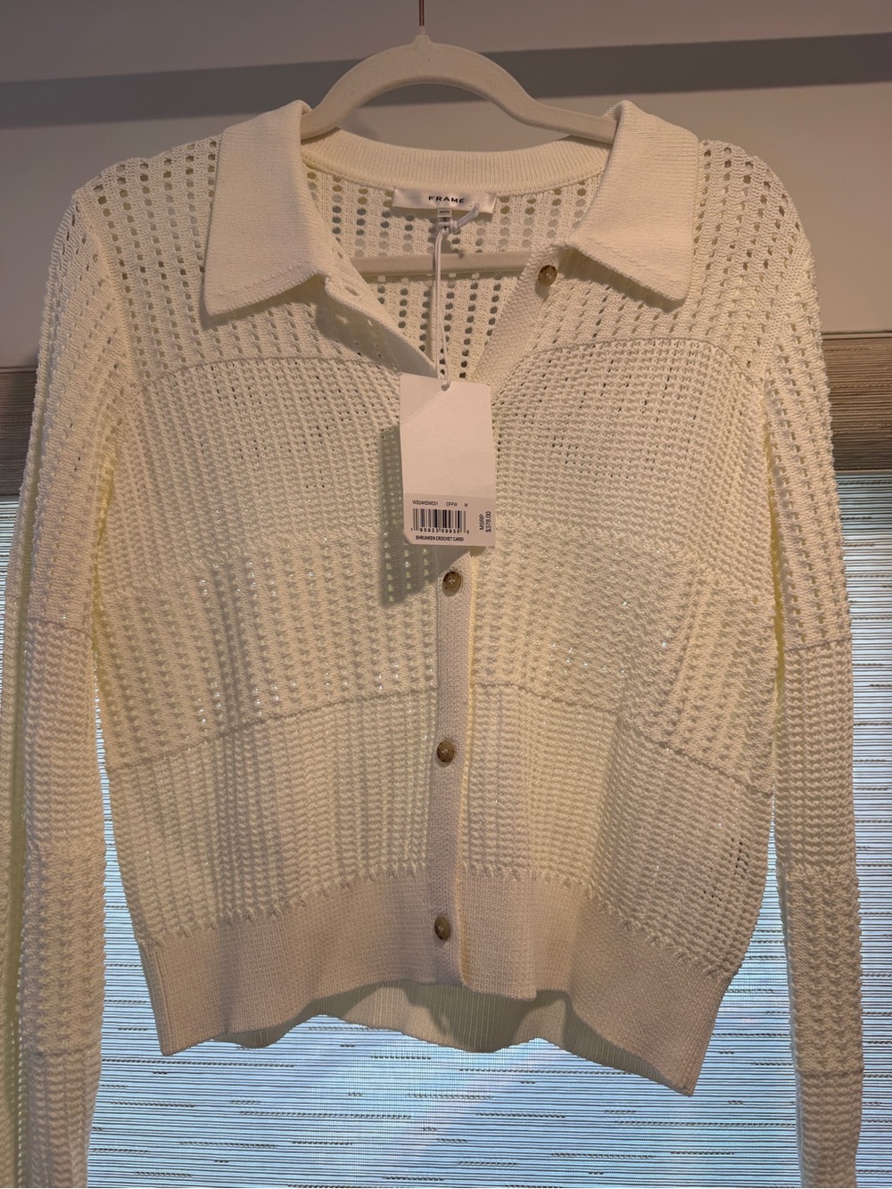 Frame Denim Cream Open-Weave Collared Cardigan - Picture 7 of 8